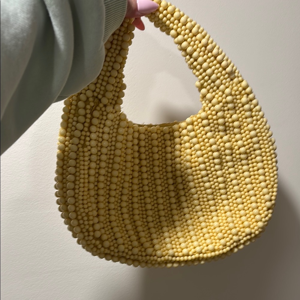 Viral Butter Yellow Beaded Handbag
